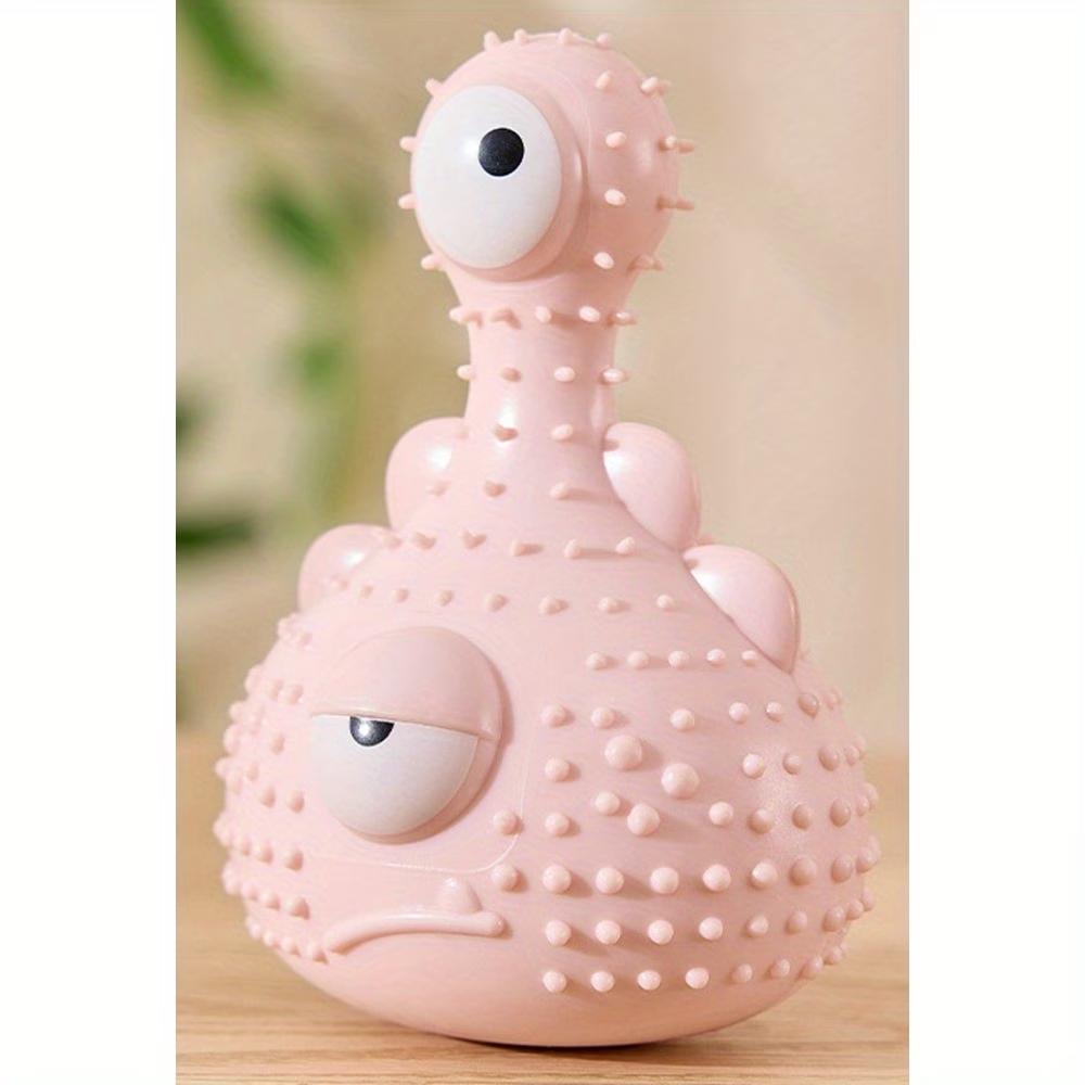 Squeaky Monster Dog Chew Toy, Textured TPR Teething Toy for Puppies to Clean Teeth розовый