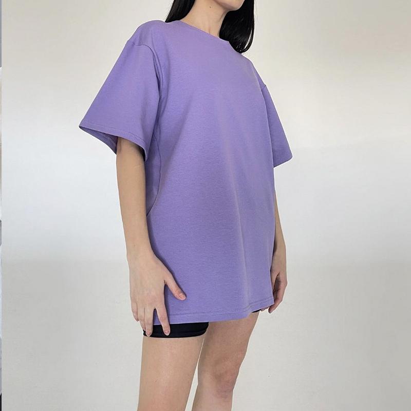 Damen Einfarbig Kurzarm Frühling und Sommer Modelle von Einfarbig T-Shirt Baumwolle Kurzarm Lose Hundert Tops