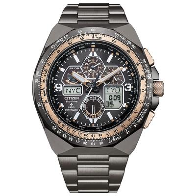[CITIZEN] Promaster 35. Jubiläum Limitiertes Modell Wasserdichte fotobetriebene Eco-Drive Funkuhr SKY Serie Graugold JY8146-54E Herren