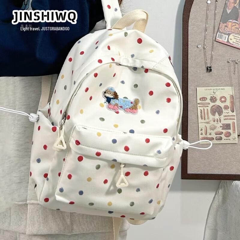 

JINSHIWQ Синя плямиста шапка для дівчат Собака Студентський рюкзак