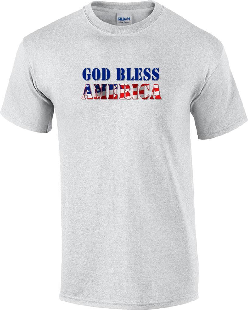 God Bless America Flag Red White Blue Political T-Shirt XL