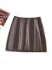 Genuine European & American High Waist Leather A-line Skirt for Women