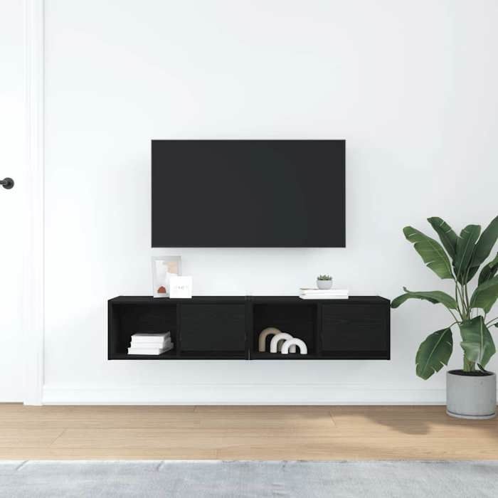 VidaXL Meubles TV 2 pcs chêne noir 60x31x25,5 cm bois d'ingénierie, banc TV, meuble hifi, centre de divertissement, buffet 861439
