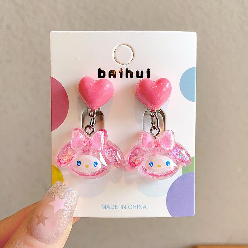 Children'S Ear-Free Ear Clips, Cute Girls' Pain-Free Earrings, Earrings, Cartoon Cartoon Girl Earrings, Jewelry.