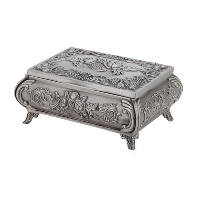 Vintage Style Rose Flower Carved Zinc Alloy Jewelry Box Case Jewellery Storage