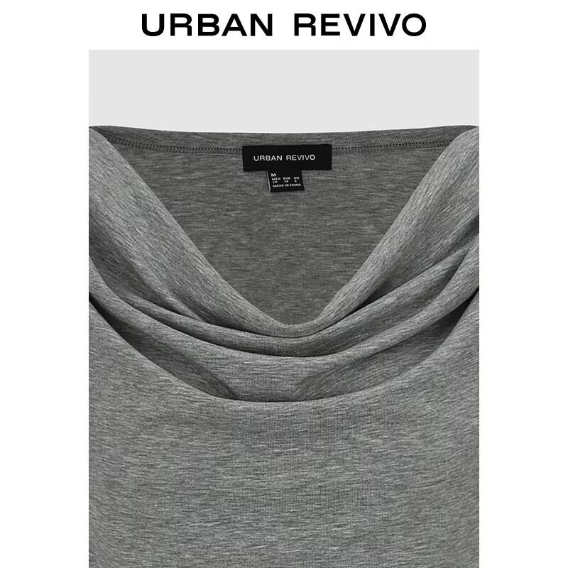 UR Women's Cowl Neck Irregular Pleated Short Sleeve T-Shirt