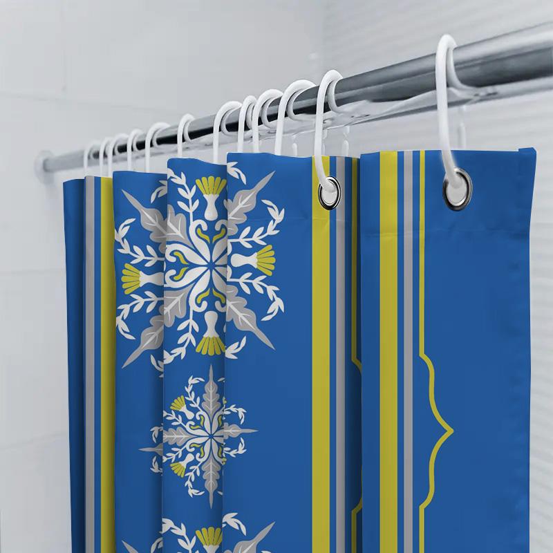 Snowflake Shower Curtain Blue Bathroom Decor Waterproof Home Accessories Modern Pattern Shower Panels 3D Printed Shower Curtains