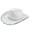 Women Party Hat Bright Color Concave Top Wide Brim Sequin Cosplay Decorative Costume Contrast Color Dance Show Props Western Cowboy Hat Headwear