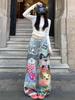 Damen American Retro Graffiti Weitbeinige Jeans
