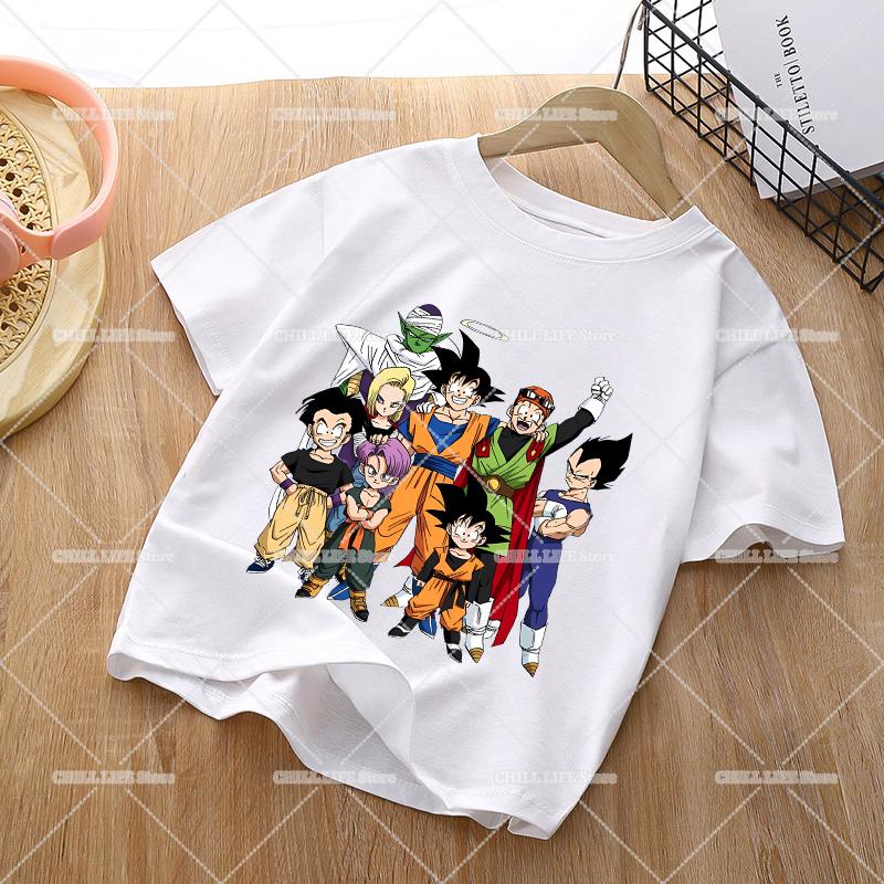 Anime Dragons Ball Children TShirts Cartoon Son Goku Short Sleeves Top Girl Boy Summer Crew Neck Tee Shirts Casual Kids Clothes