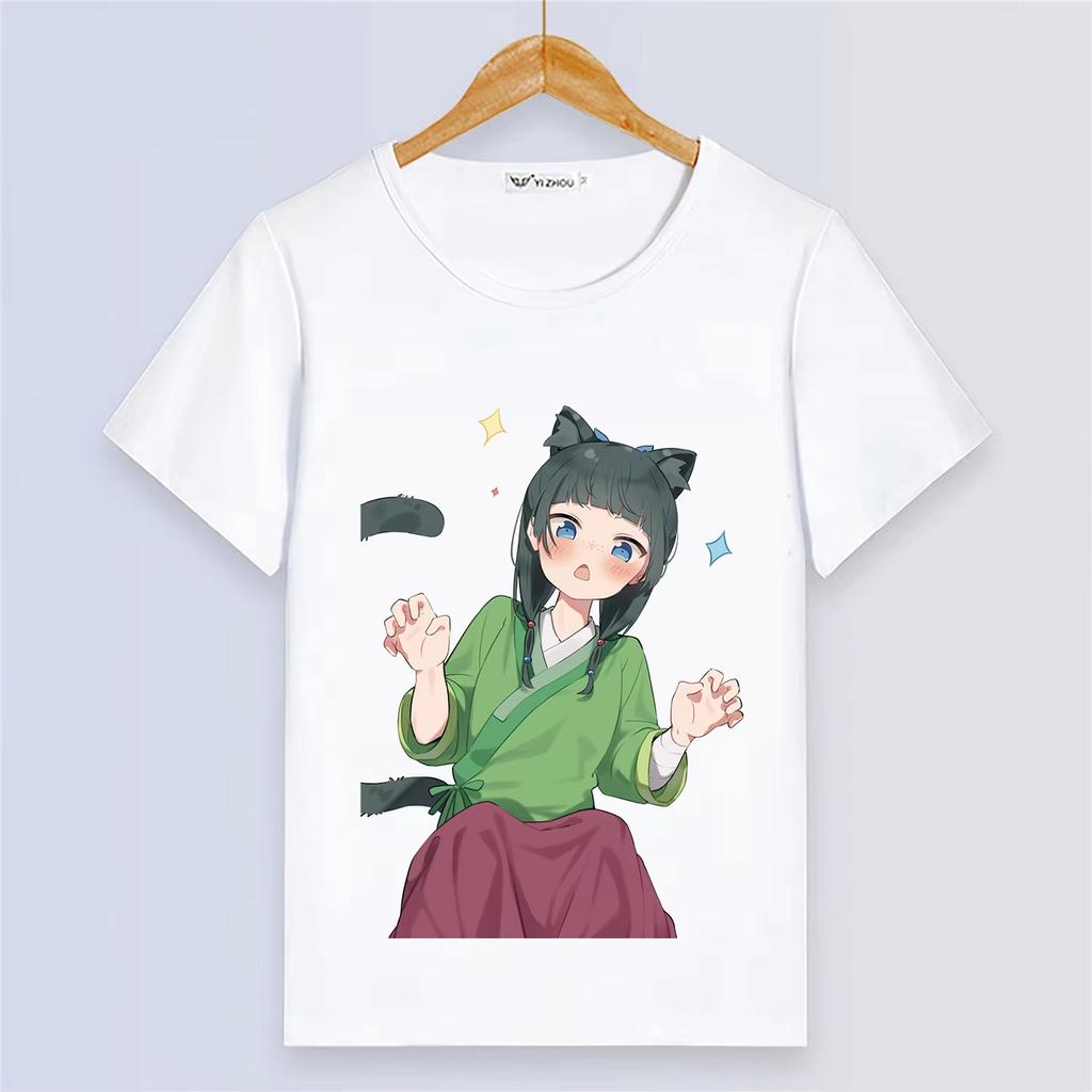 Anime The Apothecary Diaries Summer Short Sleeve Cartoon Print White Modal Women And Men Comfortable T-Shirt