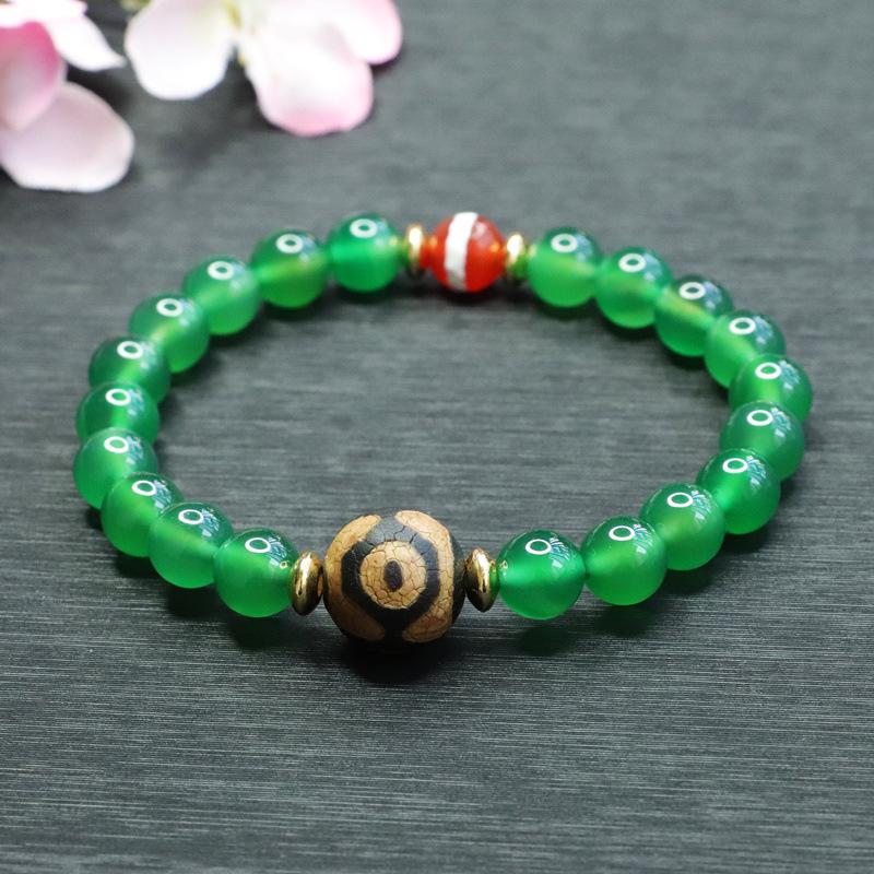 Juan Yu Schwarzer Achat & Neunäugige Dzi-Perle Armband MN3063001