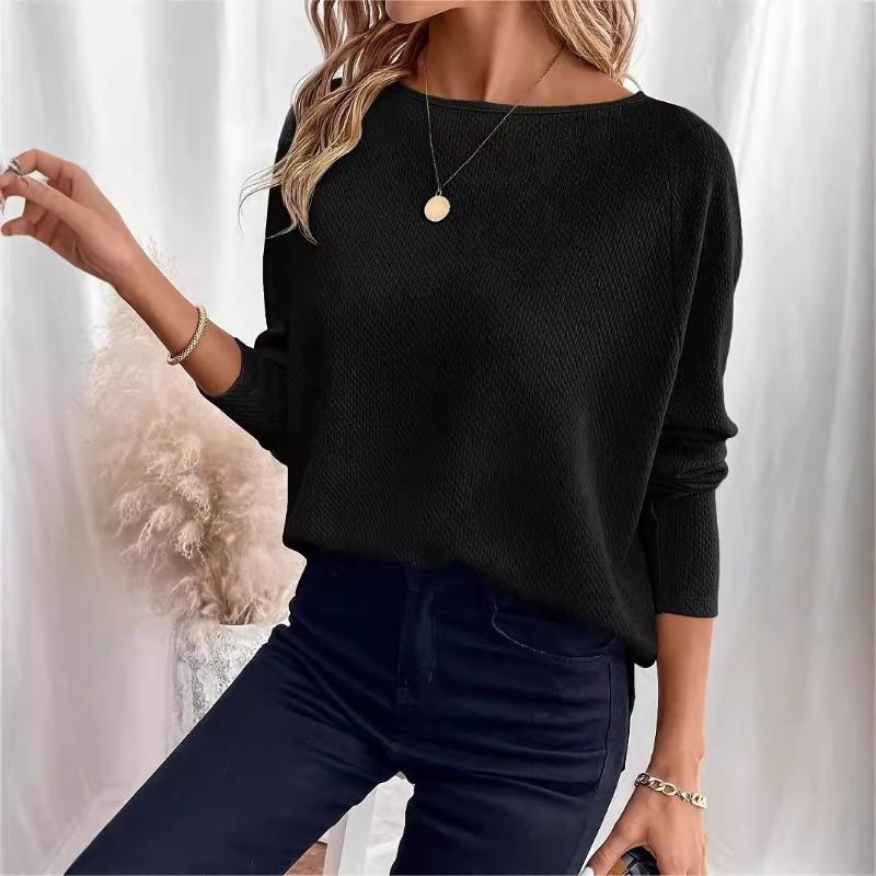 Women S Waffle Knit Off Shoulder Long Sleeve Pullover Top