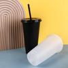 With Straw Straw Cup with Lid Water Cup Reusable Change Color Straw Mugs  Coffee
