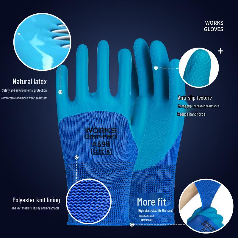 Strapazierfähige, rutschfeste, ölbeständige, latexbeschichtete Arbeitshandschuhe für Bau und Arbeitsschutz
