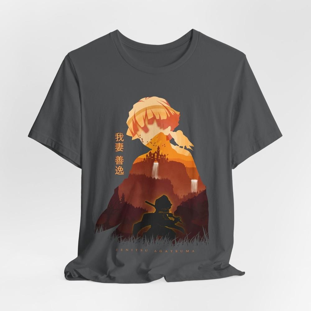 Zenitsu Silhouette Tee Demon Slayer Anime Shirt Japanese Art Top Manga Fan S