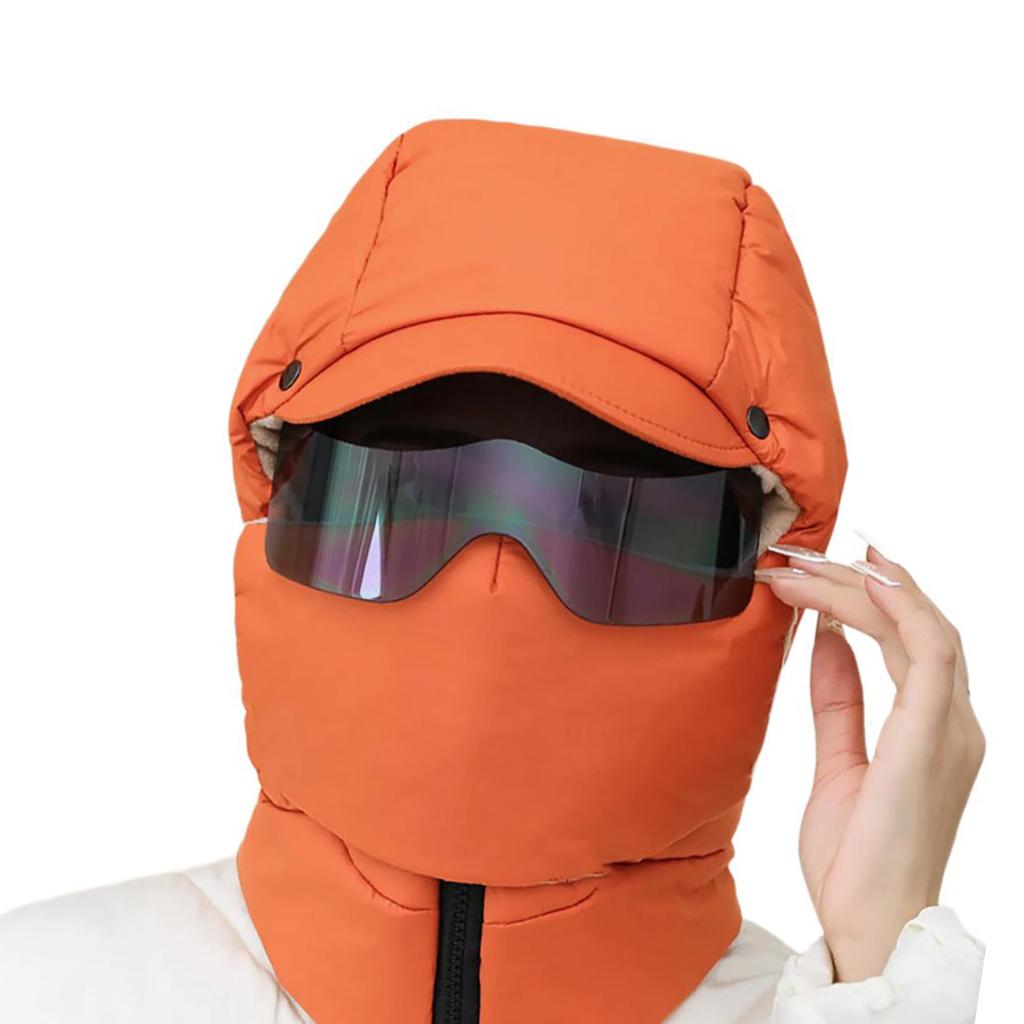 Full Coverage Ski Mask With Goggles Windproof Full Face Covers Lined Thicken Trapper Hat For Skiing Snowboarding Cycling