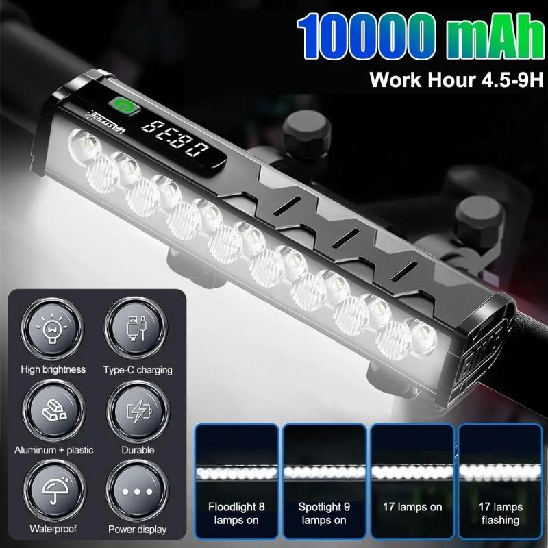 Luce per Bicicletta Anteriore 17 LED 25500 Lumen Luce Bici 10000mAh Torcia Impermeabile Ricarica USB Lampada per Ciclismo MTB Strada Accessori