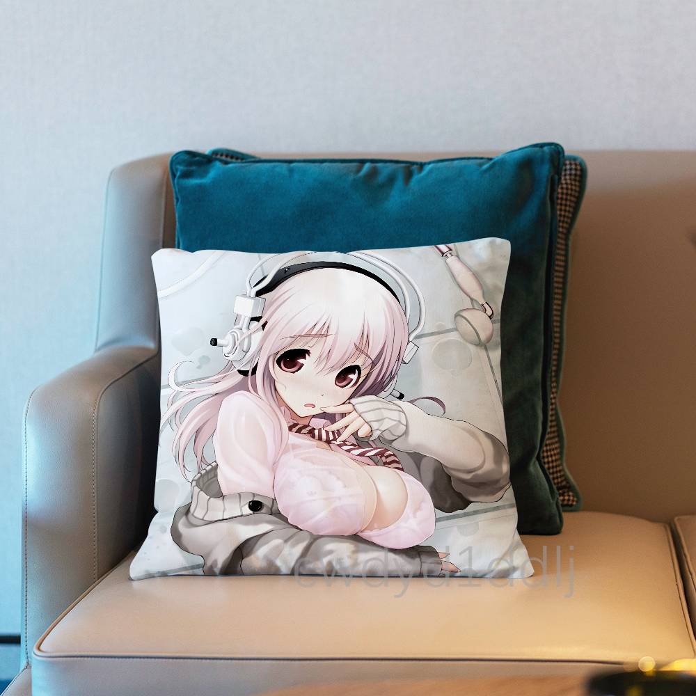 SSuper Sonico Anime Kissenbezug Kurzer Plüsch Sofa Dekorative Geschenk Home Doppelseitiger Druck Kissen