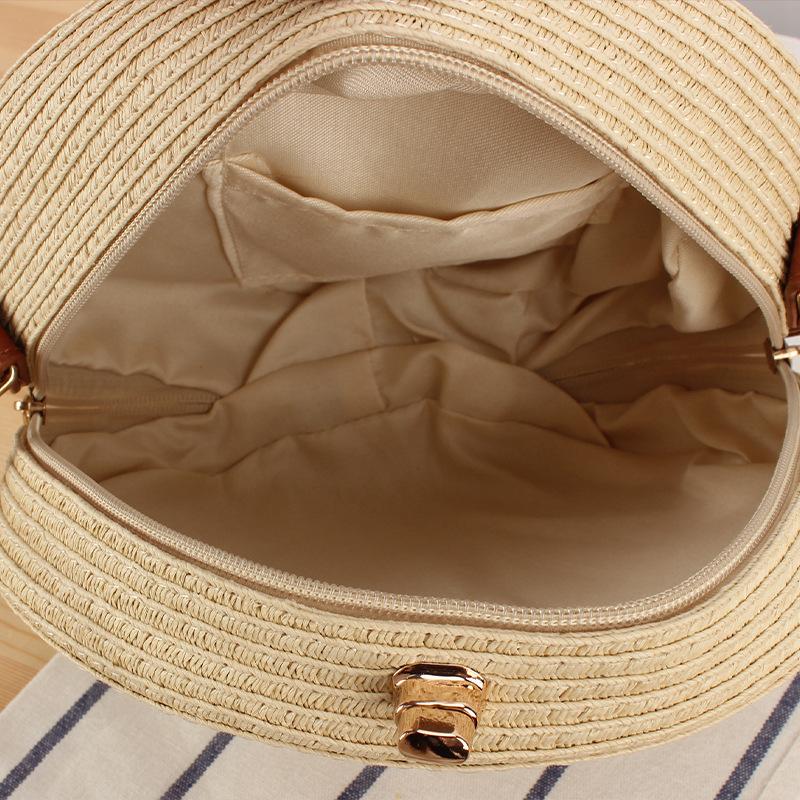 Sommer-Reise Runde Geflochtene Tasche mit Ethnischen Mustern, Boho Papierseil Umhängetasche für Outdoor-Abenteuer, Künstlerische Handgewebte Kreistasche für Frauen