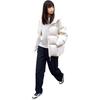 Li Ning Sports Lifestyle Series Zipper Cardigan Stand Collar Hooded Down Jacket Unisex Outerwear Off-White AYMS378-1