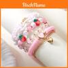 Cartoon Cute Fruit Strawberry Heart Pendant Bracelet With Resin Beads For Gift And Travel Souvenir