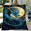 1pc Dragon Printing Lightweight Flannel Blanket, Comfortable and Warm Blanket, for Camping Sofa Bed and Couch Office, In All Seasons