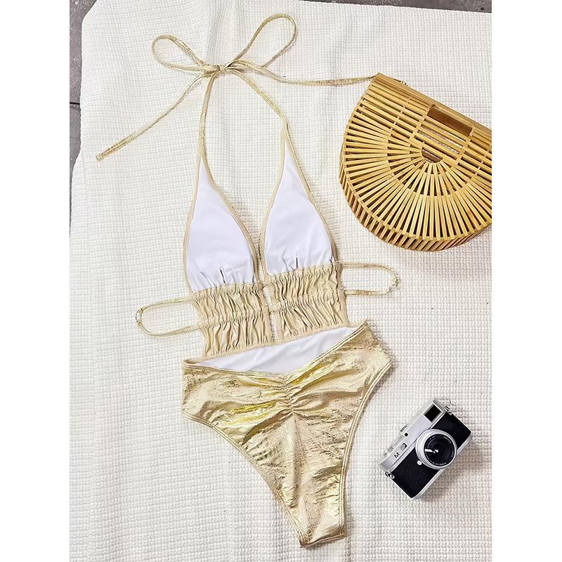 TS JYL-SW012 Cutout Lace-Up One-Piece Swimsuit, Sexy Backless Swimwear For Beach