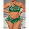 Sexy Leopard Print Large Size Swimsuit Women's Split High Waist Bikini Suit