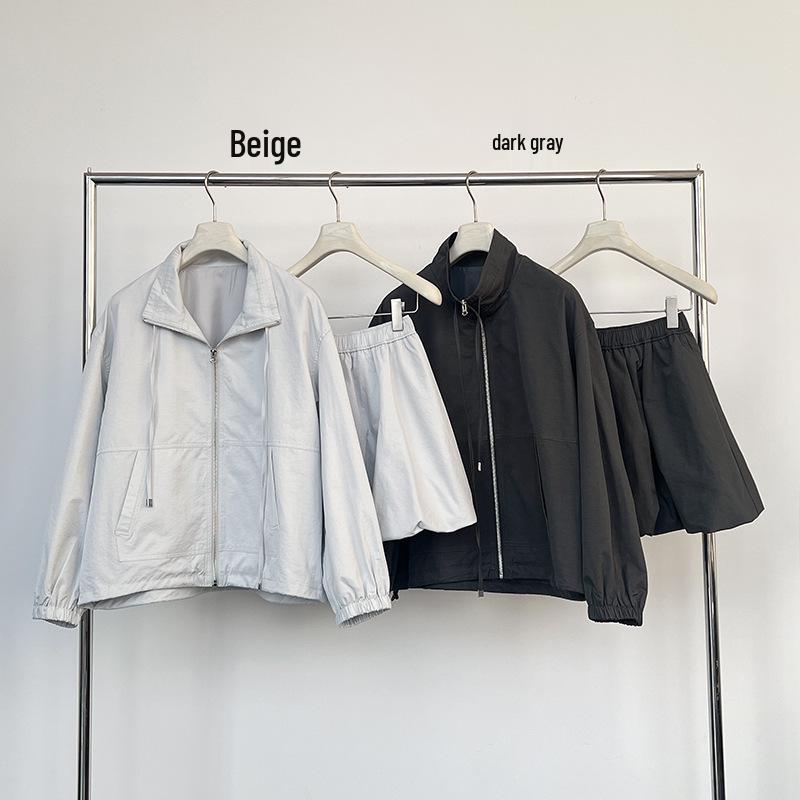 MMC DITION Women s Spring Fashion Two-Piece Skirt and Jacket Set - Korean Style Short Coat and Skirt Medium темно-серого
