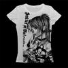 Custom Anime Print T-shirt with Straight Shoulders Short Sleeves and A Round Neck Fitted Cropped Top for Young Women