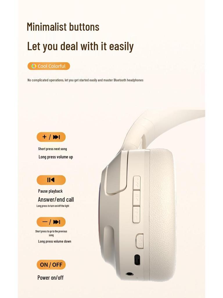 Over-Ear Wireless Bluetooth Gaming Headset with Noise Cancelling, Card Slot, and Ultra-Long Battery Life - Universal for Mobile Phones
