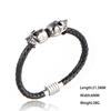 Hand-woven Double-layer Leather Bracelet, Skull Ghost Head Men's Titanium Steel Bracelet