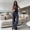 2025 Summer V-Neck Sleeveless Top & Wide-Leg Pants Suit for Women