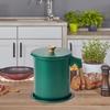 Container Iron Wood Grain Handle Storage Pot with Coaster Tray Fine Mesh Strainer Oil