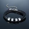 Vnox Free Personalize Family Name Bracelets for Men Layered Leather With Beads Charm Bracelet Couple Anniversary Gift to DAD Son