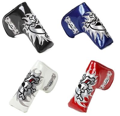 High Quality PU Leather Putter Cover Compatible with Scotty Cameron Odyssey Magnetic Type Skull Pattern Pin Type Blue Opening/closing Red, Black,
