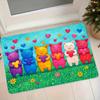 1pc Flannel Mat Cartoon Colorful Pig Hugging Heart Pattern Lawn Heart Dot Home Entrance Door Mat Bathroom Kitchen Non-Slip Water-Absorbing Mat