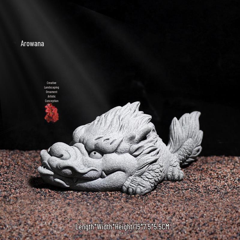 Statue de Bouddha en grès chinois - Décoration pour jardin intérieur et aquarium