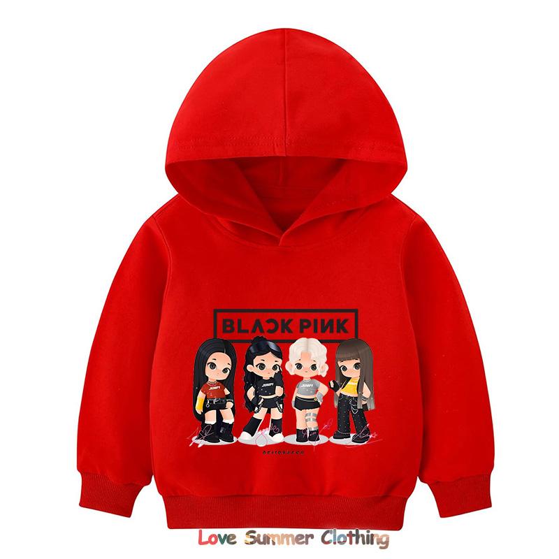 Kpop BP Jump 2025 Hanorac Roz Haine Trupa Fete 4-14 Ani Pulover Adorabil cu Grafică Anime de Vară Confortabil Topuri Y2K