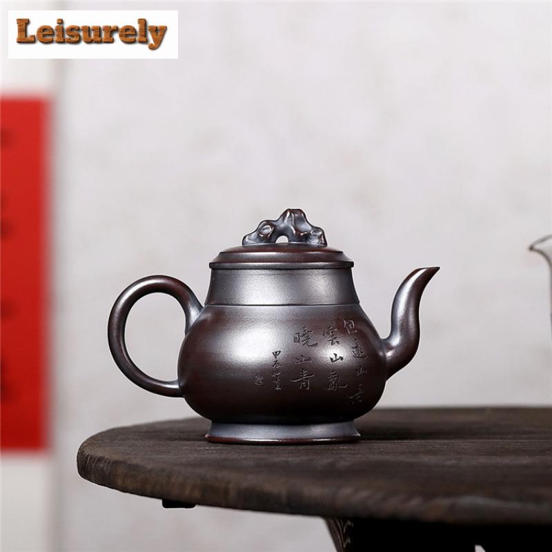 320ml Aesthetic Yixing Purple Clay Teapots Artists Handmade Pot Raw Ore  Antique Red Mud Kettle Chinese Zisha Tea Set Drinkware