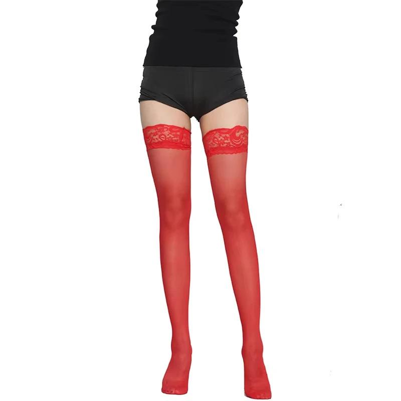 Fashion Versatile Style Red Stockings Sexy Lace for Women Summer Stockings JK Girl Socks Tight Breathable Stockings