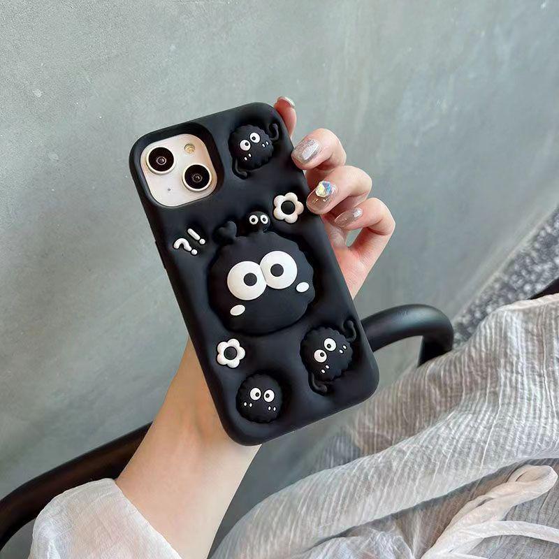 Retractable Integrated Bracket Cartoon Soft Silicone Phone Case for iPhone 11/12Pro/13Pro/15