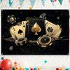 2D vlak, elegante achtergrondbanner met pokerthema - Luxe zwart-gouden ontwerp, met speelkaarten en dobbelstenen