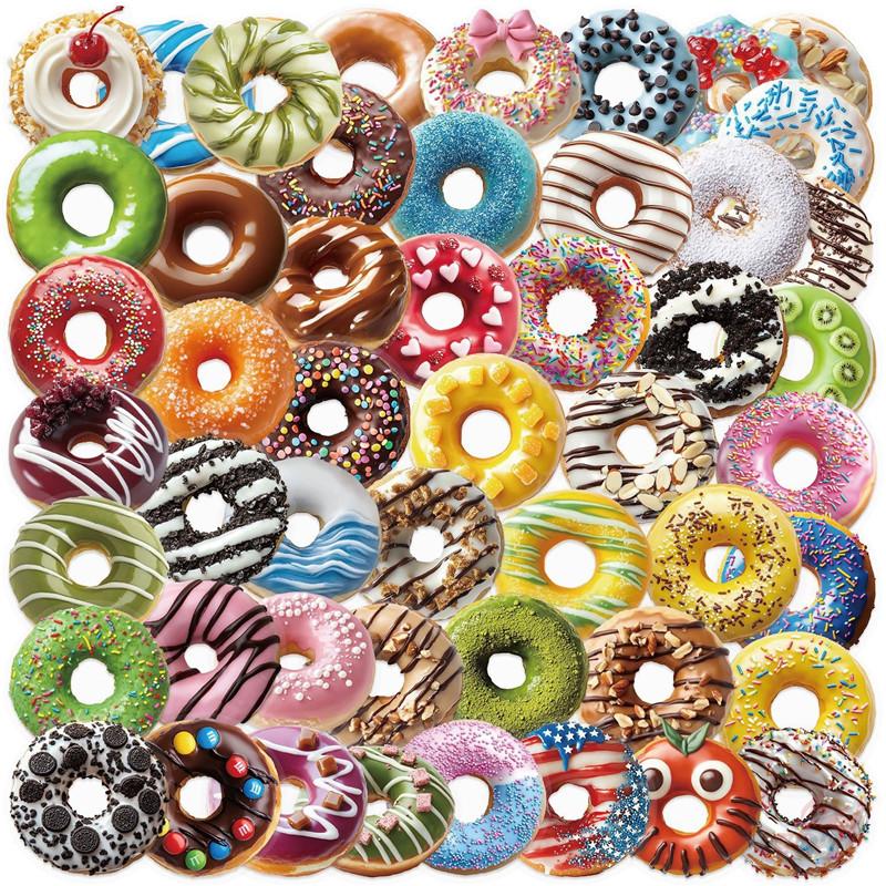 50Pcs/Set Sweet Doughnuts Series 01 PET Stickers Waterproof DIY Fashion Doodle Decals Stickers
