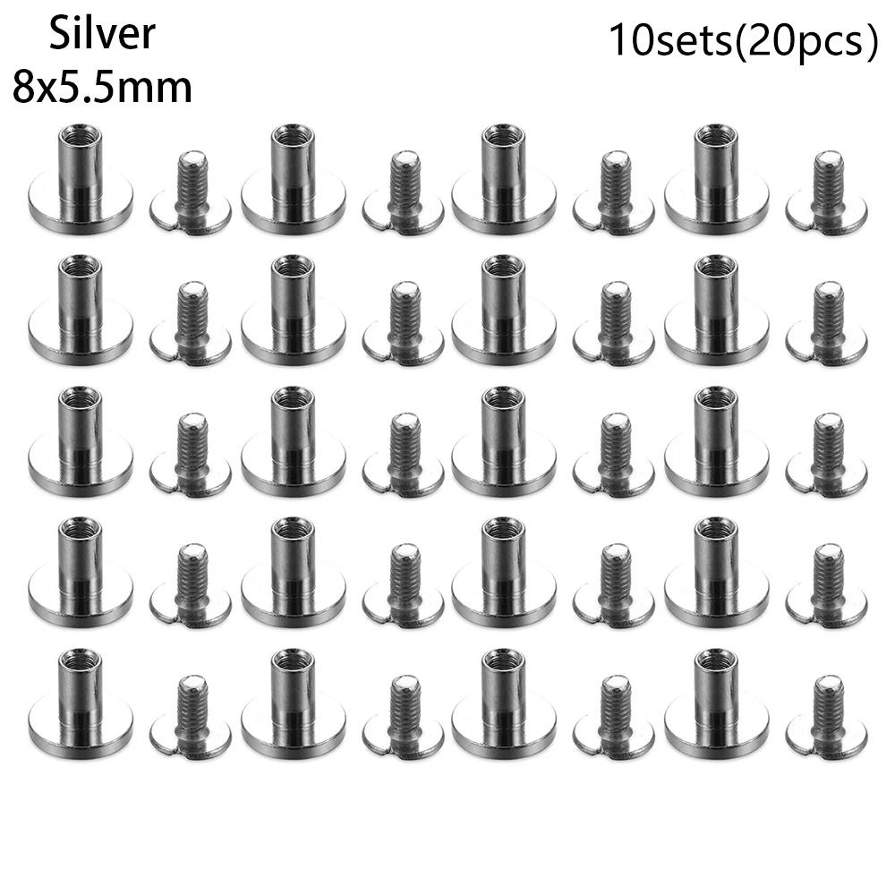 10sets Useful 10mm Solid Screw Nail Rivet Double Flat Head Belt/strap Rivets Luggage Leather Metal Craft High Quality