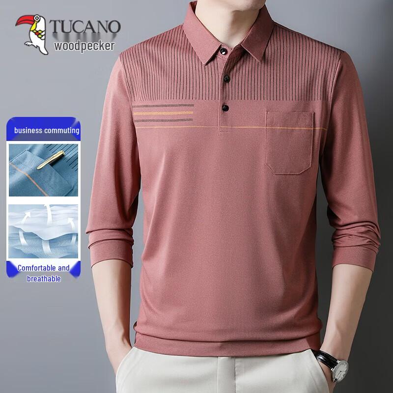 Tucano Men's Long-Sleeve Business Casual Polo T-Shirt