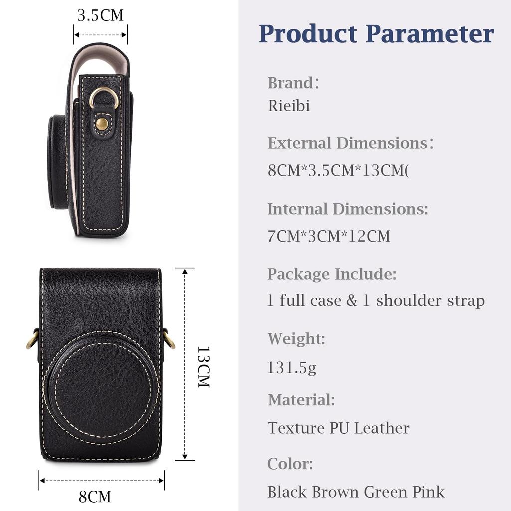 Rieibi Camera Case for Sony Fujifilm Ricoh GR GR LX9 LX10 G7X HS Camera Carrying Bag Cover with Strap Black not ZV1F/ZV1/ X-Half/X-HF1/ IV/GR IIIx/GR