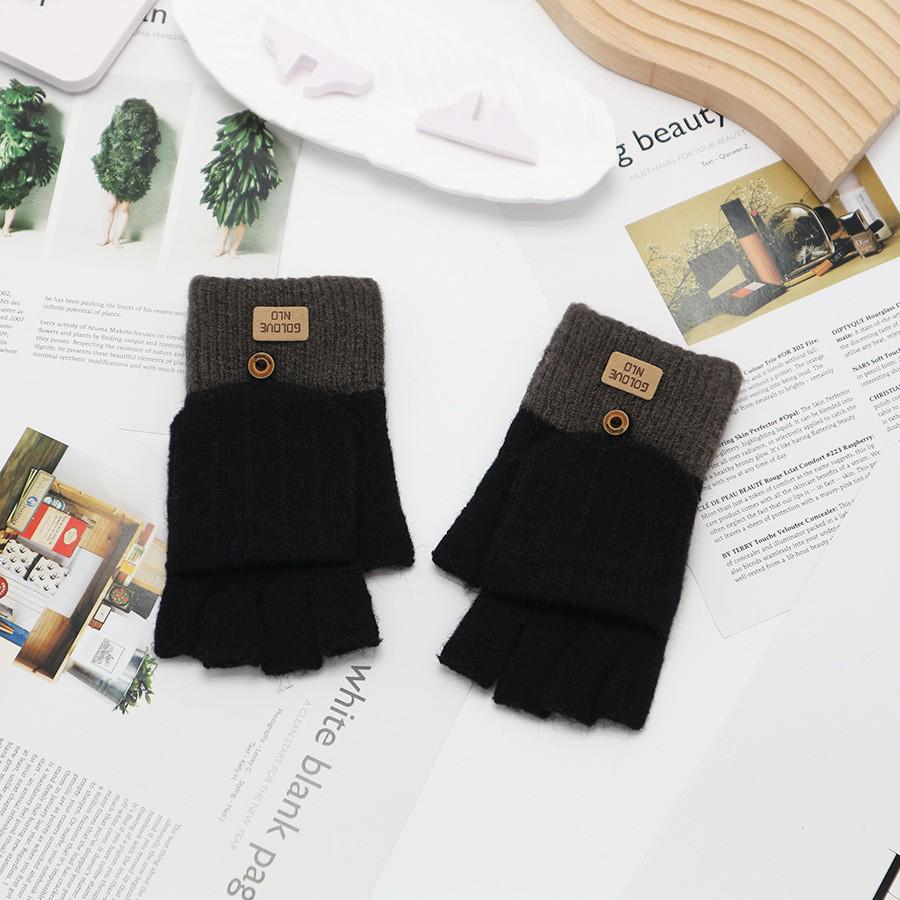 Zimní bezprsté rukavice s odklápěcím vrškem v korejském stylu - Unisex, kreslený design, kompatibilní s dotykovou obrazovkou, ideální pro psaní a ťukání