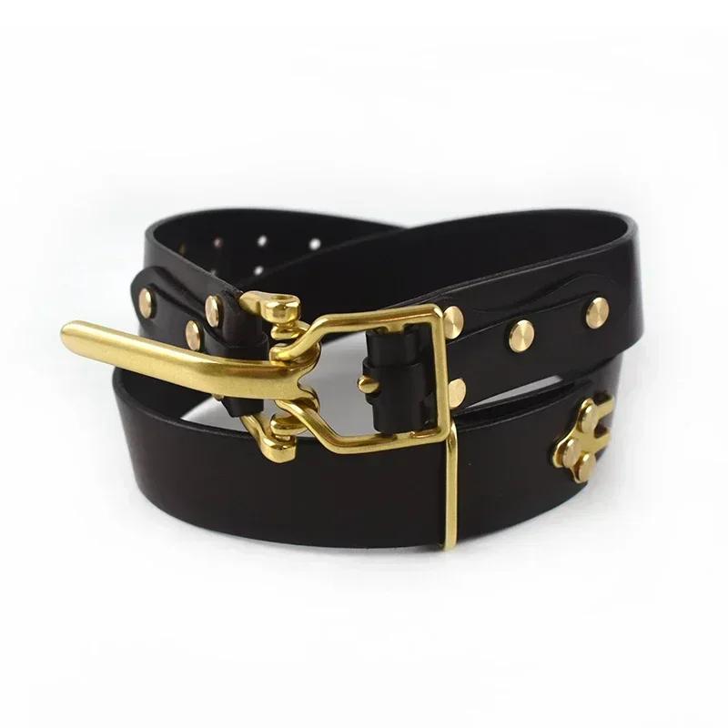 

Deepeel 3.8*110-125cm Men s Cowskin Belt Brass Pin Buckle Waistband for Jeans Pants DIY Handmade Genuine Leather Knight Belts S (Waist 67-74cm) кофейный